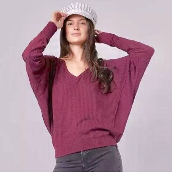 Free People NWT Santa Clara Thermal Top in Mulberry Sz Small - Picture 1 of 12
